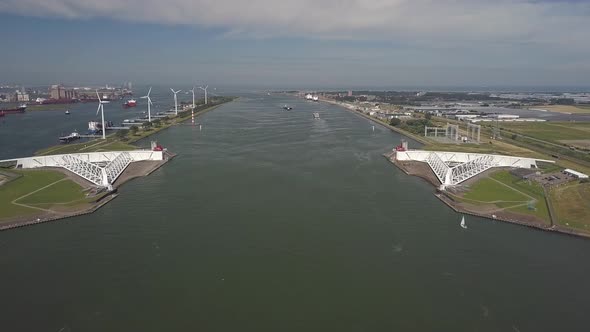 Deltaworks Maaslandkering Maesland barrier near Rotterdam in the Netherlands