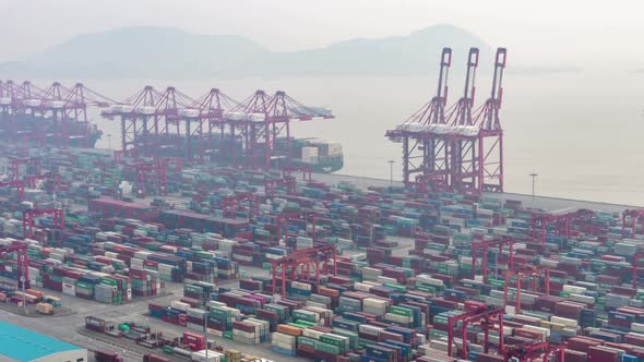 Timelapse of container terminal in Shanghai china