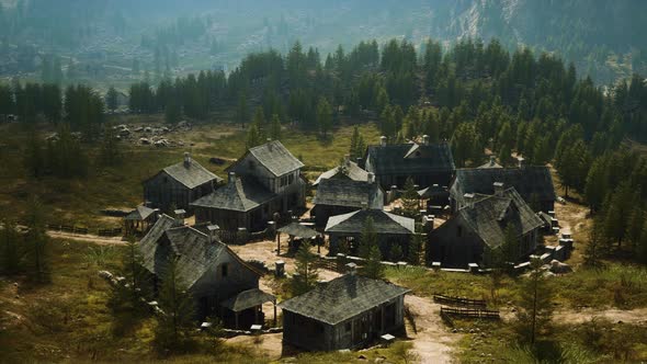 View on Old Italian Village in the Apennines Mountains