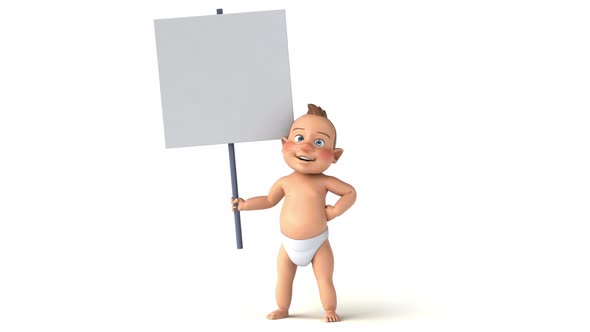 Fun 3D cartoon of a baby presenting