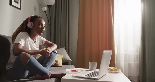 Black Female Watching Interesting Movie