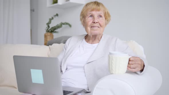 Grandmother Using Laptop At Home