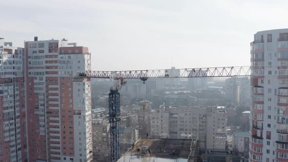 Aerial Landscape of the Construction of a New Modern Building for People To Live in