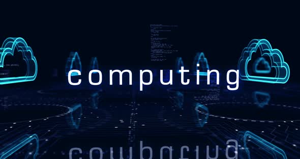 Cloud computing and online storage symbols loop cyber concept alt