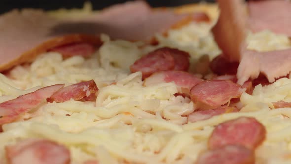Close Up View of a Man Chef Cooking Italian Pizza