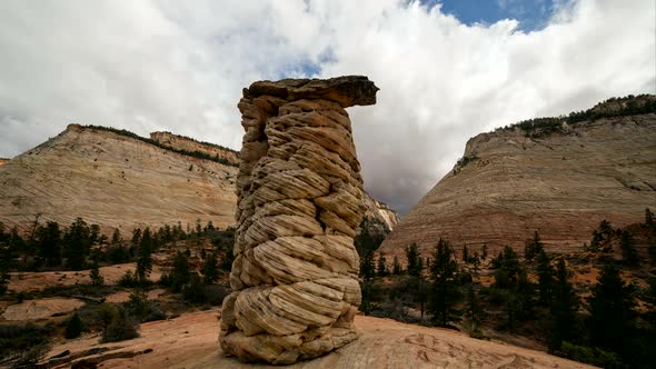 Time Lapse in Zion National Park as Storm Clouds Roll Through the Sky.