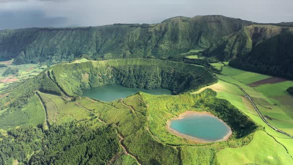 Natural Landscape of Miradouro Do Cerrado Das Freiras Sao Miguel Island Azores