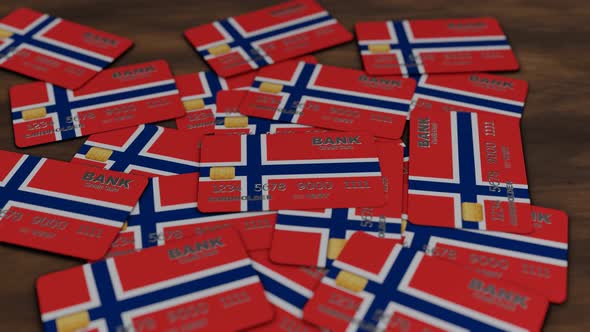 credit cards background with Norway flag