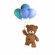 Teddy Bear Happy Walks With Blue Balloons on White Background  - VideoHive Item for Sale