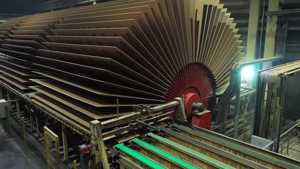 Readymade MDF Boards are Drying at the Woodworking Plant