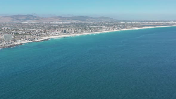Aerial Moving Along the Shoreline Cape Town South Africa