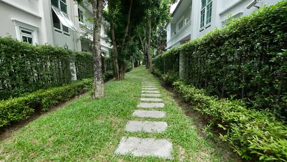 Walking Path Made of Stone Brick In the Garden