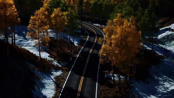 Beautiful Winter Road Seen From Above
