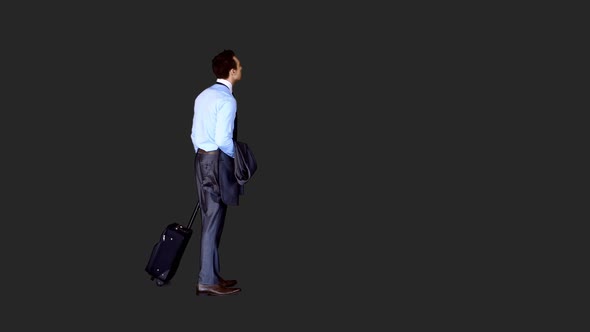 Businessman standing with his luggage