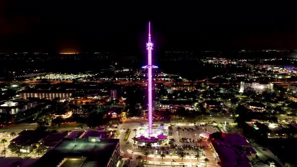 Night landscape of colorful amusement park at Orlando Florida United States.