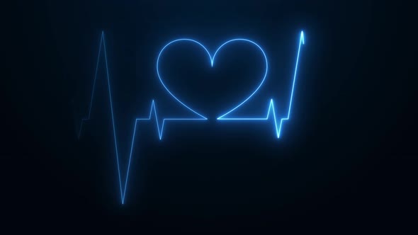 Neon effect heartbeat line seamless looping video.