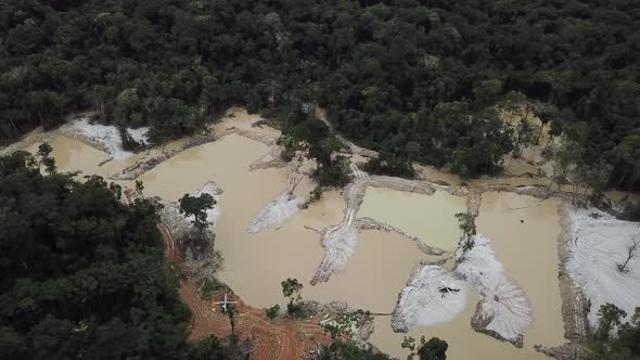 Deforested Area of Amazon Rainforest, Illegal Mining in Brazil, Aerial