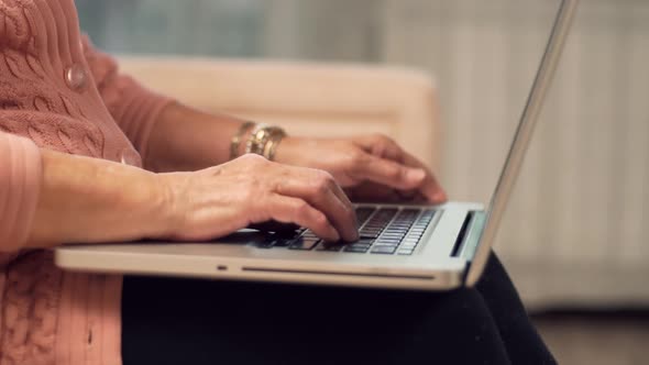 Remote Medicine On Webcam. Mature Woman Chatting Remote With Daughter On Web Camera.