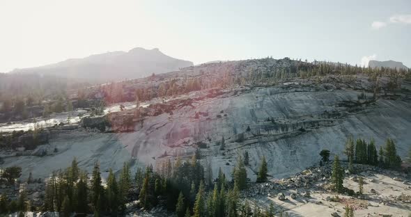 White Stone Rock Mountain Skyline in Sunny Summer Yosemite