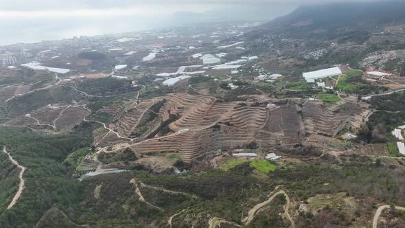 Farm Region Aerial View 4 K Alanya Turkey