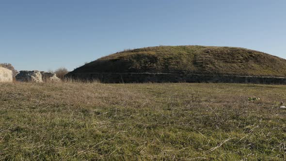 GAMZIGRAD, SERBIA - DECEMBER 25, 2017 Burial tumuli of Romula and her son near Felix Romuliana palac