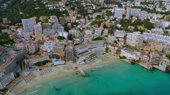 Aerial View on the Island Mallorca Port and Sea Town PalmadeMallorca