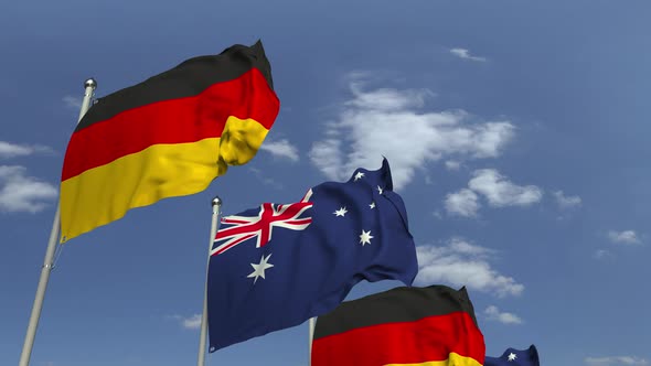 Flags of Australia and Germany at International Meeting alt