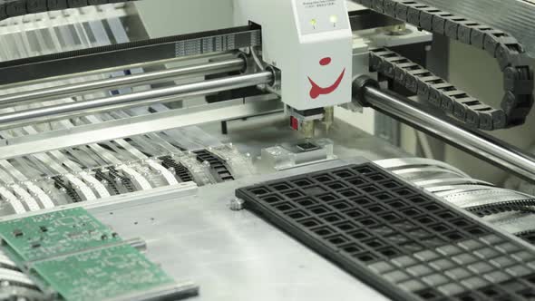 Production of Electronic Board. Close-up.