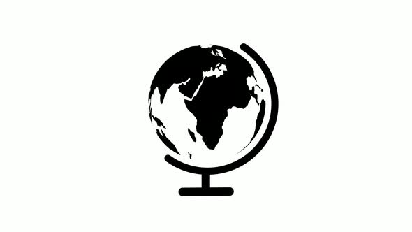 Simple black color standing rotated planet earth animation