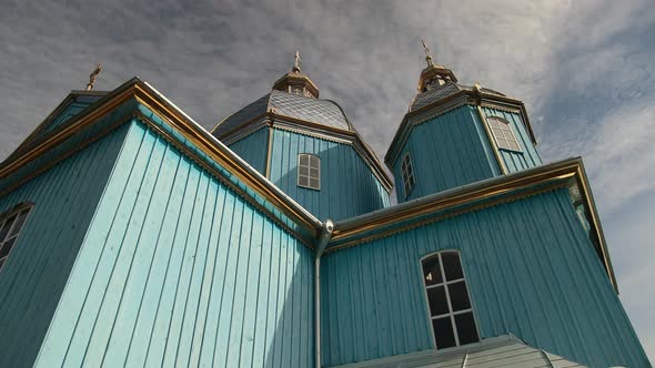 Ancient Wooden Orthodox Church of Transfiguration in Village Ukraine