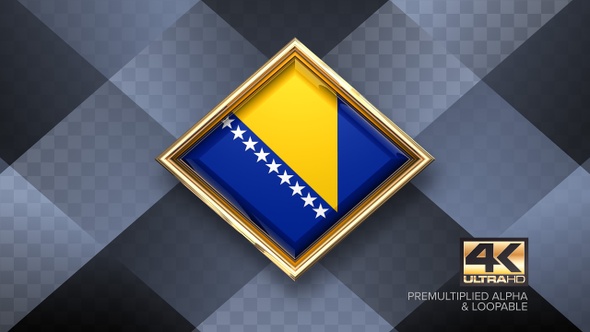 Bosnia Flag Rotating Badge 4K Looping with Transparent Background