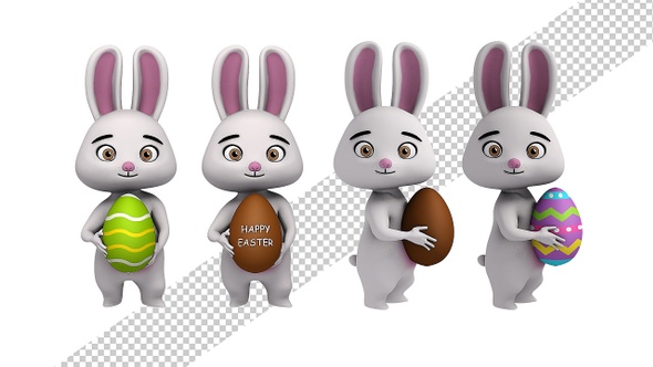 Easter Bunny Holding an Egg  (4-Pack)