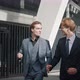 Two Caucasian Business Men Walking Talking on Street of Downtown - VideoHive Item for Sale