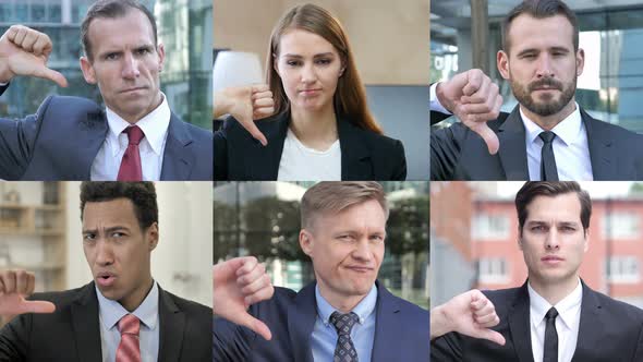 Collage of Business People Doing Thumbs Down