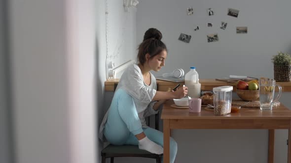 Teen Girl Having Breakfast