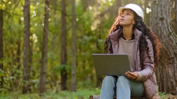 Millennial Woman Young Experienced Specialist Forestry Engineer Environmentalist Technician in