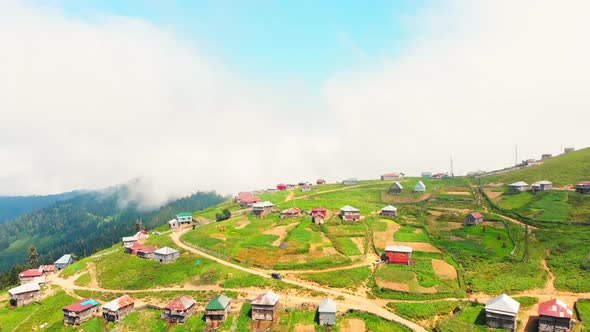 Tour Van Drive In Scenic Village In Caucasus Mountains