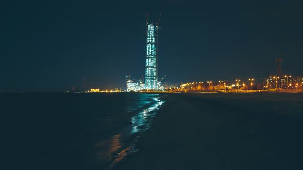 Panorama to the Lakhta Center at Night