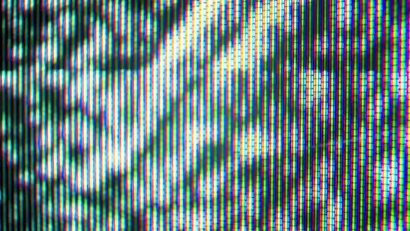 Pixels in the Working Old Analog TV Screen Close Up