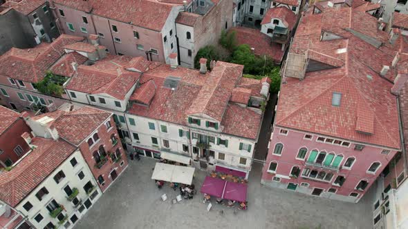 Aerial View Venice City with Historical Buildings and Bell Tower Skyline Italy