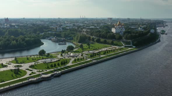 Park Strelka and Volga River in Yaroslavl Russia