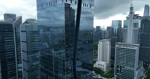 Aerial footage of downtown landscape  in shenzhen city, China