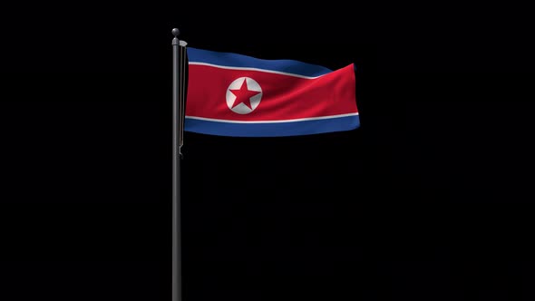 North Korea Flag With Alpha 4K