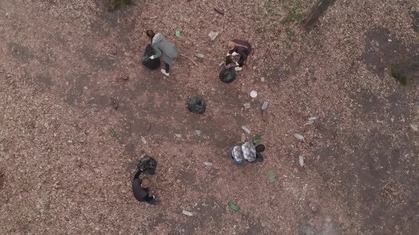 Group of People Collecting Garbage in Park