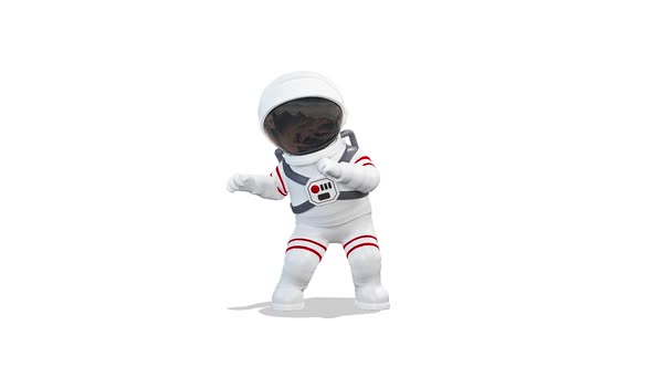 Slilly Dance From Astronaut on White Background