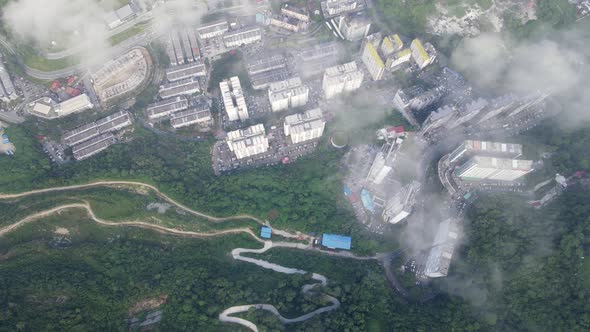 Aerial view look down morning low cloud over Paya Terubong