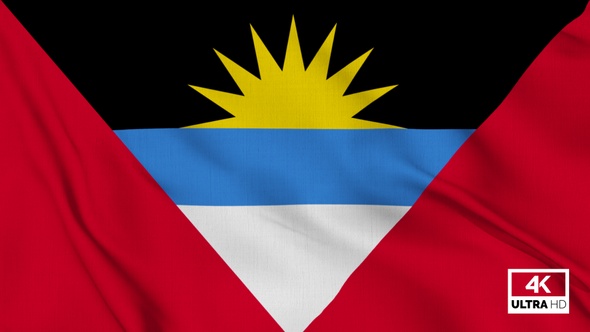 Antigua And Barbuda Flag Waving Slowly Looped