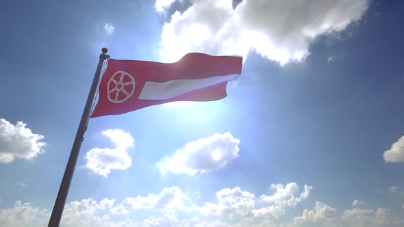 Erfurt City Flag on a Flagpole V4 - 4K