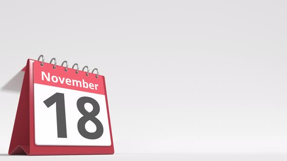 November 19 Date on the Flip Desk Calendar Page