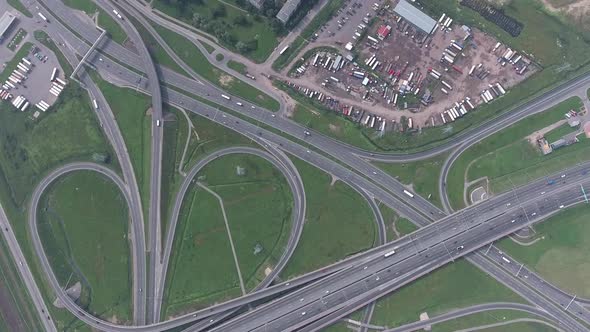 Aerial View on Modern Road Junction